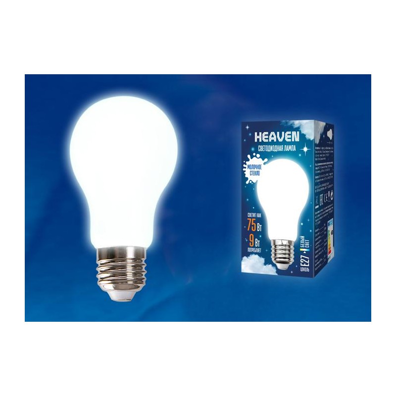 Лампа светодиодная LED-A60-9W/4000K/E27 /FR GLH01WH Heaven 9Вт матовая 4000К нейтр. бел. E27 (упак.