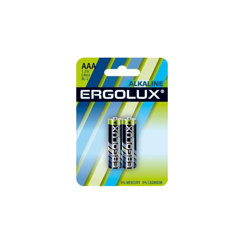 Элемент питания алкалиновый AAA/LR03 1.5В Alkaline BL-2 (блист.2шт) Ergolux 11743