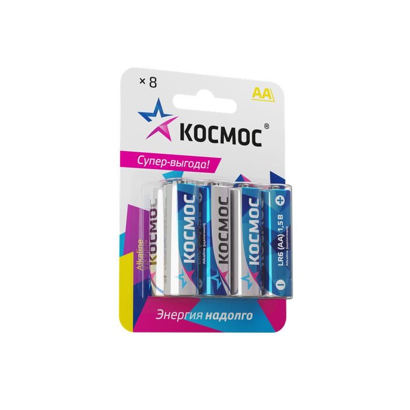 Элемент питания алкалиновый AA/LR6 BP-8 (блист.8шт) КОСМОС KOCLR6BL8