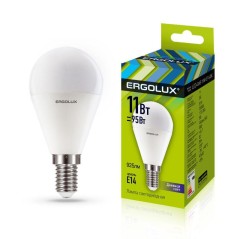 Лампа светодиодная LED-G45-11W-E14-6K Шар 11Вт E14 6500К 172-265В Ergolux 13629