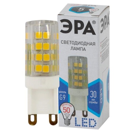 Лампа светодиодная JCD-5w-220V-corn ceramics-840-G9 400лм ЭРА Б0027864