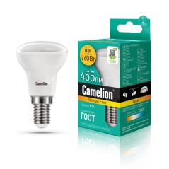 Лампа светодиодная LED6 R50/830/E14 6Вт рефлектор матовая 3000К тепл. бел. E14 455лм 170-265В Camelion 11658