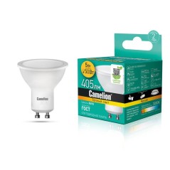 Лампа светодиодная LED5-GU10/830/GU10 5Вт 3000К тепл. бел. GU10 405лм 220-240В Camelion 10956