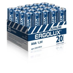 Элемент питания алкалиновый AAA/LR03 1.5В Alkaline BP-20 ПРОМО (уп.20шт) Ergolux 14674