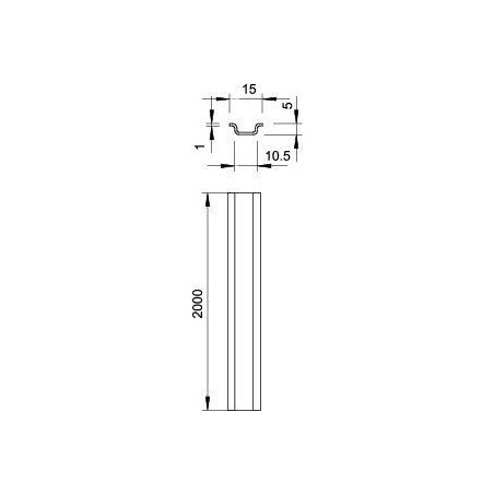 Рейка монтажная 2000х15х5 46277 GTPL (дл.2м) OBO 1115359