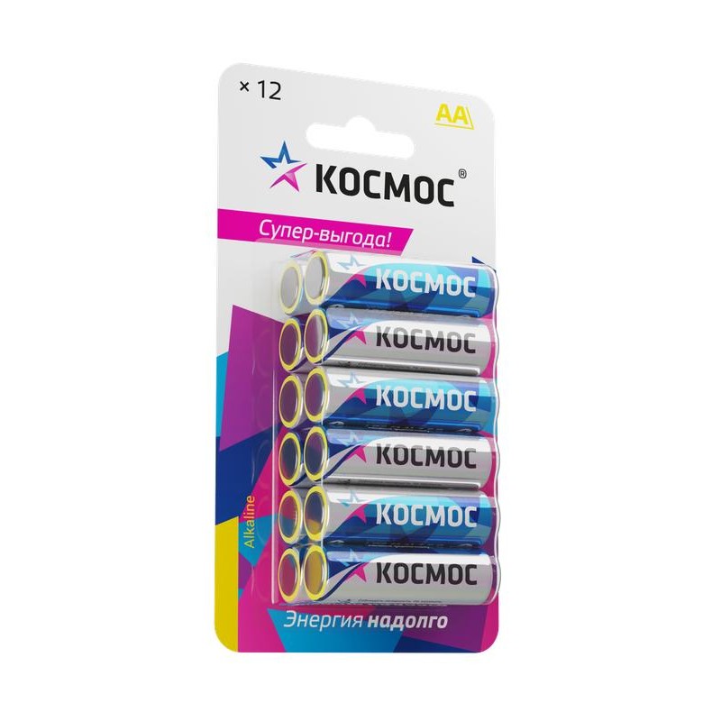 Элемент питания алкалиновый AA/LR6 BP-12 (блист.12шт) КОСМОС KOCLR6BL12