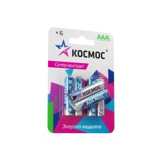 Элемент питания алкалиновый AAA/LR03 BP-6 (блист.6шт) КОСМОС KOCLR03BL6