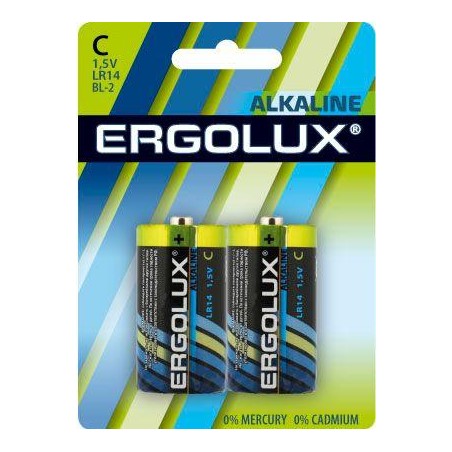 Элемент питания алкалиновый C/LR14 1.5В Alkaline BL-2 (блист.2шт) Ergolux 11751