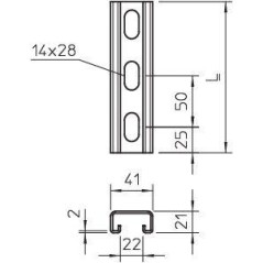 Профиль С-образный 41х21 L3000 MS4121P3000FS (BPM2130) OBO 1122920