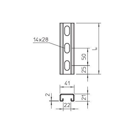 Профиль С-образный 41х21 L3000 MS4121P3000FS (BPM2130) OBO 1122920