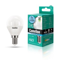 Лампа светодиодная LED7-G45/845/E14 7Вт шар 4500К бел. E14 560лм 220-240В Camelion 12071