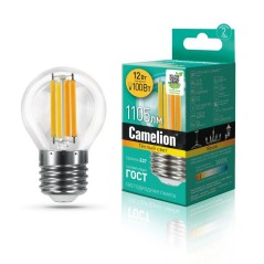 Лампа светодиодная филаментная LED12-G45-FL/830/E27 12Вт 220В Camelion 13714