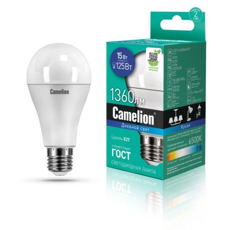 Лампа светодиодная LED15-A60/865/E27 15Вт грушевидная 220В Camelion 12713