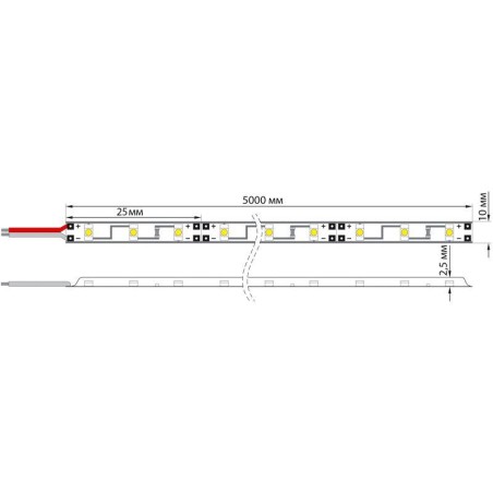 Лента светодиодная SMD3528 тепл-бел. 9.6Вт/м 120LED/м 12В IP23 (уп.5м) Lamper 141-396