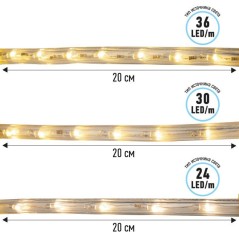 Шнур светодиодный Дюралайт фиксинг 2Вт 24LED/м тепл. бел. Эконом (уп.100м) Neon-Night 121-126-4