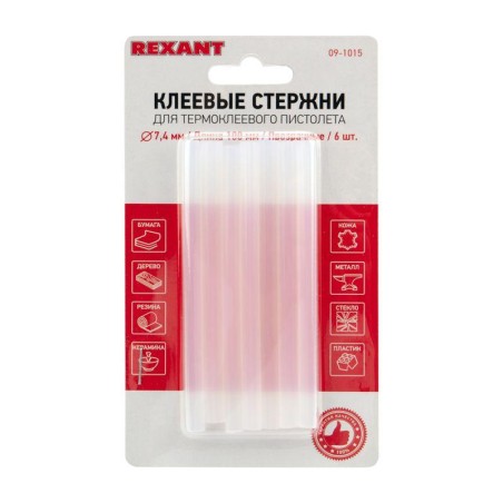 Стержень клеевой d7мм L100мм прозр. (блист.6шт) Rexant 09-1015