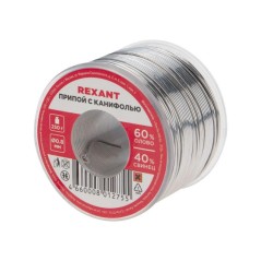 Припой с канифолью 250гр d0.8мм (Sn60 Pb40 Flux 2.2%) Rexant 09-3312