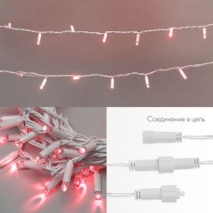 Гирлянда светодиодная "Нить" 10м 100LED красн. 10Вт 230В IP65 эффект мерцания провод ПВХ бел. (нужен