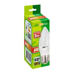 Лампа светодиодная PLED-ECO 5Вт C37 свеча 3000К тепл. бел. E27 400лм 230В JazzWay 2855312A