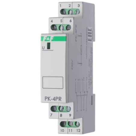 Реле промежуточное PK-4PR/24 (24В AC/DC 1 модуль монтаж на DIN-рейке 4х8А 2NO/NC+2NC IP20) F@F EA06.