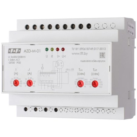 Реле защиты двигателя многофункциональное AZD-M-02 защита трехфазн. двигат. до 2.2кВт, и для работы