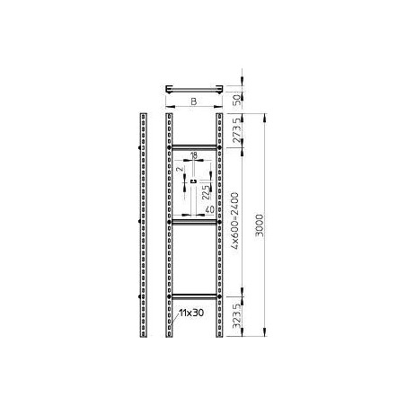 Лоток лестничный 400х50 L3000 сталь SLM 50 C40 4 FT 3000 FS гор. оцинк. OBO 6010482