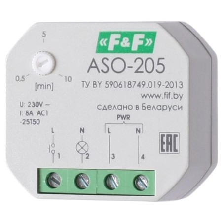 Автомат лестничный ASO-205 (для уст. в монтажную коробку 230В 8А 1Z IP40) F@F EA01.002.003