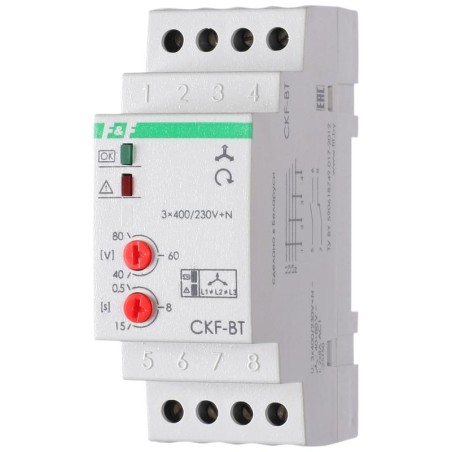 Реле контроля наличия и чередования фаз CKF-BT (монтаж на DIN-рейке 35мм, микропроцессорный, регулир