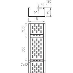 Лоток листовой перфорированный 200х110 L6000 сталь 2мм WKSG 120 FT OBO 6098141