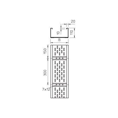 Лоток листовой перфорированный 200х110 L6000 сталь 2мм WKSG 120 FT OBO 6098141