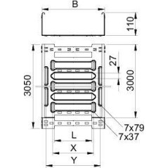 Лоток листовой перфорированный 200х110 L3050 нерж. сталь 1мм MKSM 120 VA4301 OBO 6059194