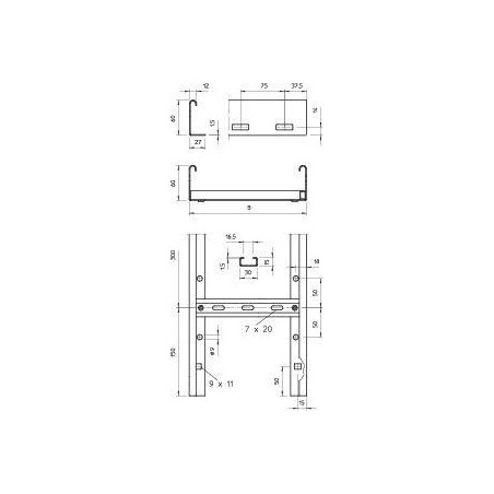 Лоток лестничный 200х60 L3000 сталь 1.5мм LG 620 VS 3 FT гор. оцинк. OBO 6208562