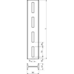 Рейка профильная I-образ. 80х42 L600 IS 8 гор. оцинк. OBO 6337074