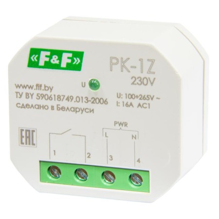 Реле промежуточное PK-1Z-230 (100-265 AC/DC 16А 1NO/NC для установки в монтажную коробку d60мм) F@F