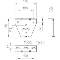 Траверса регулир. для профиля US 3 и рейки 2068 гор. оцинк. KU 3 V FS OBO 6348881