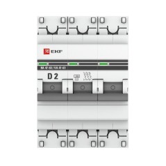 Выключатель автоматический модульный 3п D 2А 4.5кА ВА 47-63 PROxima EKF mcb4763-3-02D-pro
