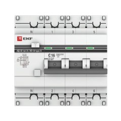 Выключатель автоматический дифференциального тока 4п (3P+N) 16А 10мА тип A АД-32 PROxima EKF DA32-16