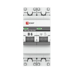 Выключатель автоматический модульный 2п B 6А 4.5кА ВА 47-63 PROxima EKF mcb4763-2-06B-pro