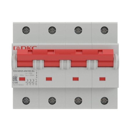 Выключатель автоматический модульный 4п (3P+N) C 100А 20кА MD125 YON MD125-4NC100
