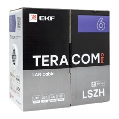 Кабель витая пара U/UTP кат.6 4 пары 23 AWG solid LSZH нг(А)-HF сер. (уп.305м) TERACOM PRO EKF TRP-6