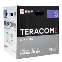 Кабель витая пара F/UTP кат.6 4 пары 23 AWG solid PVC сер. (уп.305м) TERACOM PRO EKF TRP-6FTP-04PVC-