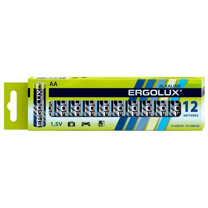 Элемент питания алкалиновый AA/LR6 1.5В Alkaline BP-12 (уп.12шт) Ergolux 11749