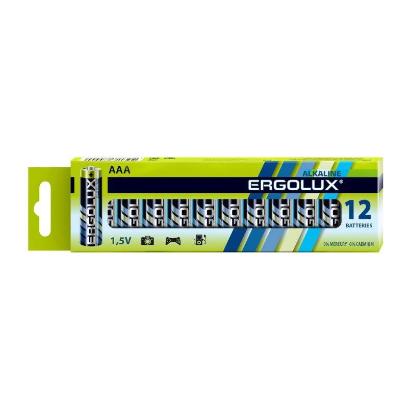 Элемент питания алкалиновый AAA/LR03 1.5В Alkaline BP-12 (уп.12шт) Ergolux 11745