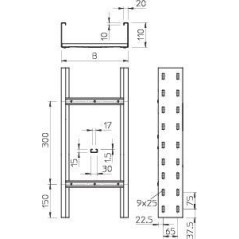 Лоток лестничный 400х110 L6000 сталь 2мм WKLG 1140 FT OBO 6311067