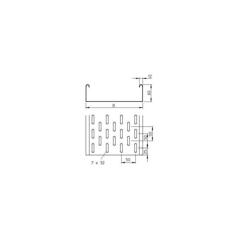 Лоток листовой перфорированный 400х60 L3000 сталь 1мм MKS 640 FS OBO 6055400