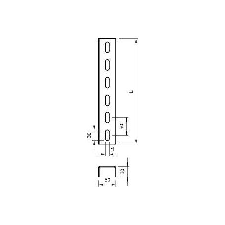 Профиль U-образный 30х50 L2000 2мм US 3 200 FS OBO 6342338