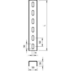 Профиль U-образный 30х50 L300 2мм US 3 30 FS OBO 6342304