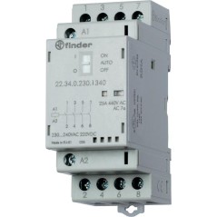 Контактор модульный 2NO + 2NC 25А AgNi 230В AC/DC 35мм IP20 опции: мех. индикатор + LED FINDER 22340