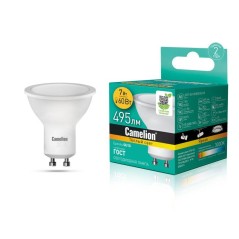 Лампа светодиодная LED7 GU10/830/GU10 7Вт 3000К тепл. бел. GU10 460лм 220-240В Camelion 11654