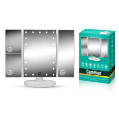 Зеркало M217-DL C01 с LED подсветкой 1x/2x/3x увеличение дневной свет 5Вт 4хLR03/USB бел. Camelion 1